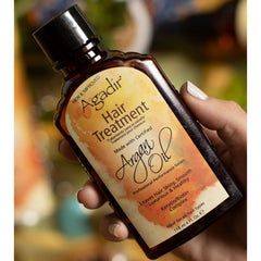 Agadir Argan Oil Hair Treatment close-up on argan oil formula.