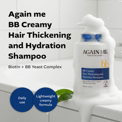Again me hair growth shampoo foam demonstrates gentle cleansing for thinning hair.
