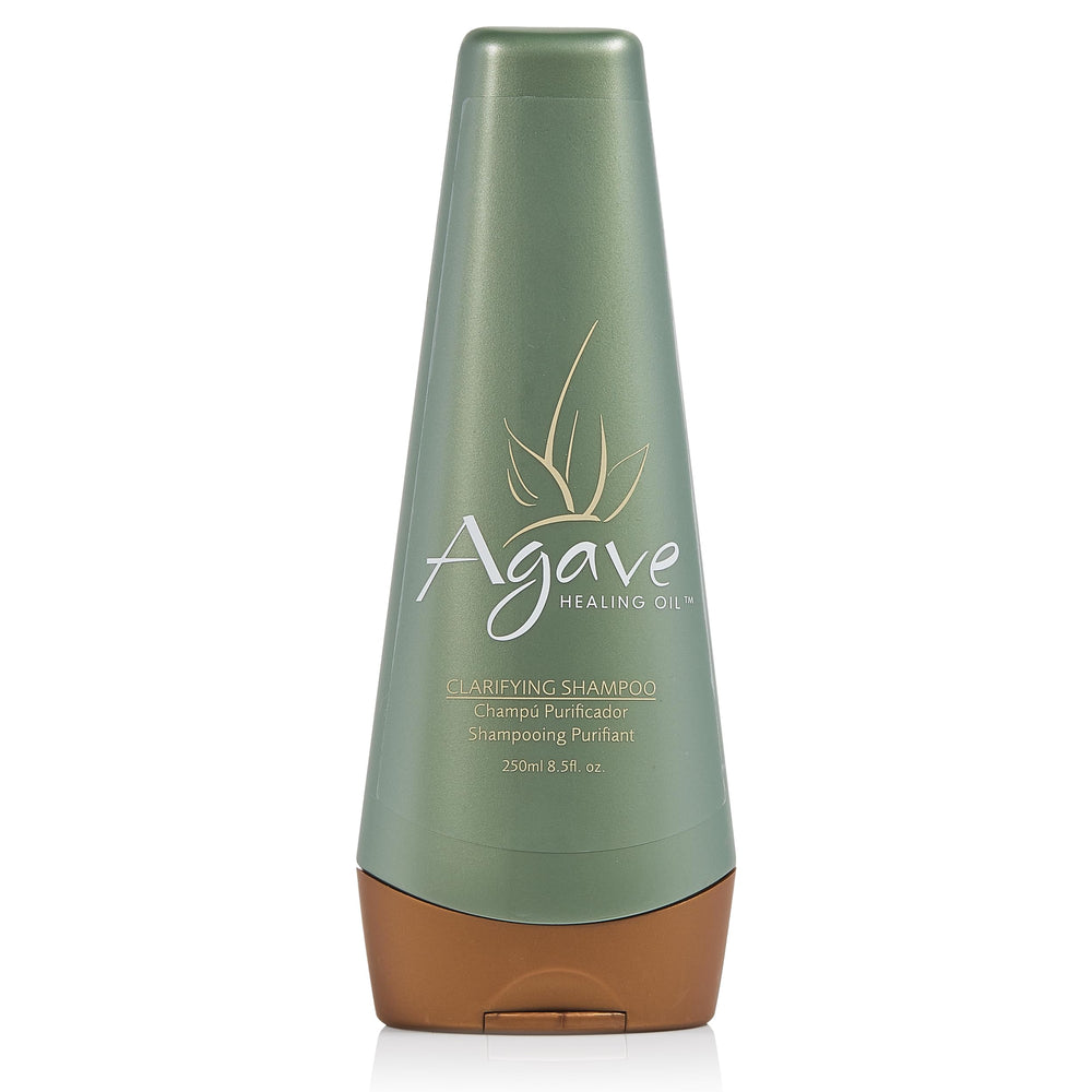 Agave Healing Oil clarifying shampoo bottle for buildup removal and clean scalp.