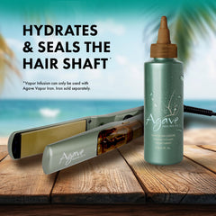Silky hair texture swatch highlights softer, more manageable strands with Agave Vapor Infusion.