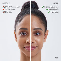 AGE 20's Signature Essence Pact puff applying dewy finish on skin