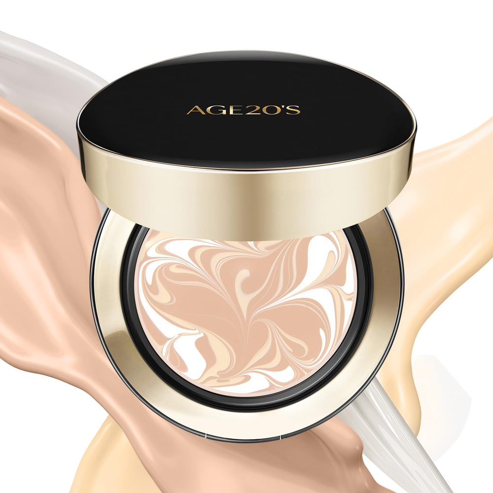 AGE20'S Signature Essence Pact SPF 50+ bottle showing lightweight protection and natural coverage.