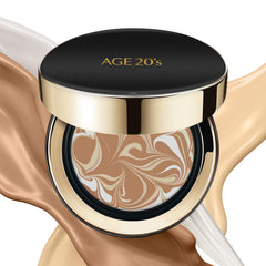 AGE 20's Signature Essence Pact SPF 50 bottle showing natural beige coverage for daily wear.