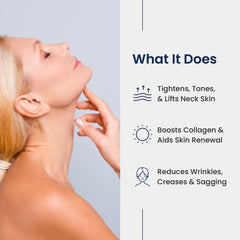 Agelyss Neck Firming Cream being applied to the neck for smoother skin.