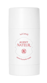 Agent Nateur holi Saint-Honoré Roses deodorant stick in use for a fresh scent