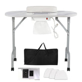 AGESISI portable manicure table folds for easy storage and transport