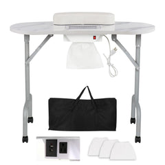 AGESISI portable manicure table folds for easy storage and transport