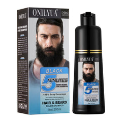 Agthyuve men's black beard dye bottle closeup showing rich gray coverage