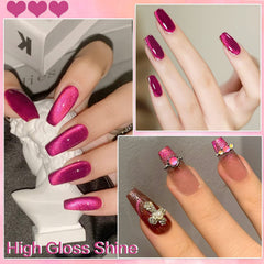 AHAMIOU dark pink gel polish swatch showing rich color.