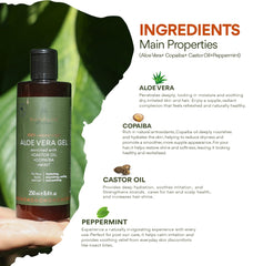 AhoAloe aloe vera gel bottle with copaiba and mint for cooling sun care