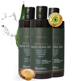 AhoAloe three pack Brazilian Aloe Vera gel bottles for versatile face skin and hair care