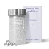 HAUA Hyaluronic PDRN serum bottle shows dual-layer beads delivering actives.
