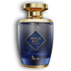 AHUJA Royal Bleu bottle front for everyday wear with masculine appeal.