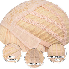 Aida ble blonde bob wig cap with adjustable straps for secure fit