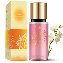 Aiilo hair perfume bottle with warm sugar scent delivering long-lasting fragrance.