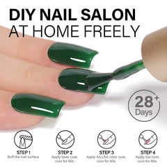 AILLSA Christmas nail art ideas using emerald polish.