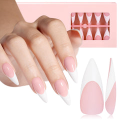 AILLSA French Gel Nail Tips in pink almond for a natural, salon-like look.