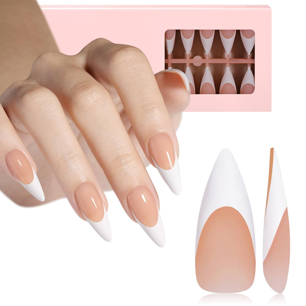 AILLSA French gel nail tips in almond brown for a durable natural look.