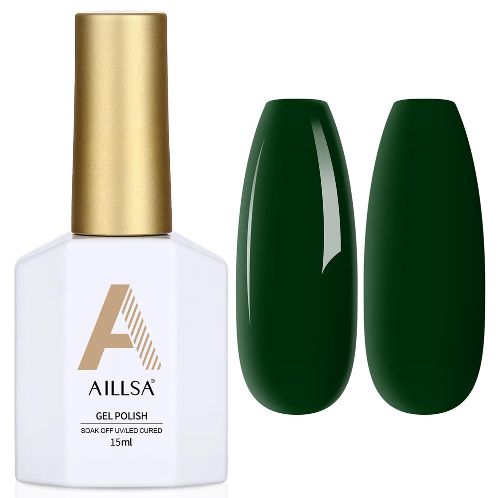 AILLSA emerald bottle of green gel polish for rich color.