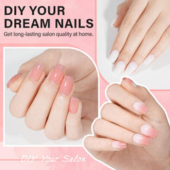 AILLSA milky white jelly gel polish on nails for soft opacity