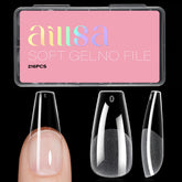 AILLSA long coffin nail tips with half-matte finish for natural-looking extensions.