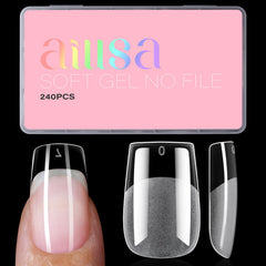 AILLSA medium square nail tips in a 240-piece pack for easy DIY extensions.