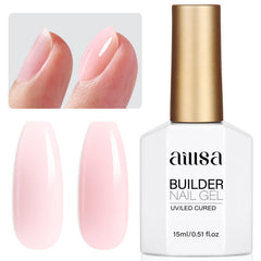 AILLSA milky pink builder gel bottle demonstrating smooth base and natural coverage.