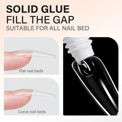 AILLSA nail tips being applied with glue, secure adhesion and instant set