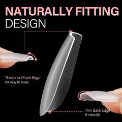AILLSA pre-shaped tips with thicker front edge for natural fit
