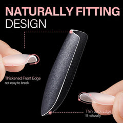 AILLSA pre-shaped nails with thick front edge for natural-looking extensions