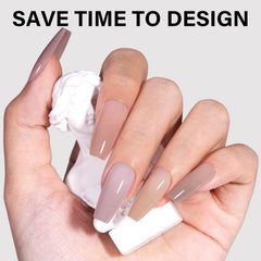 AILLSA RealFit nude tone medium coffin gel nail tips ready to apply for at-home results