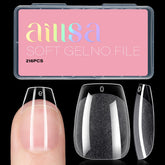 AILLSA short coffin nail tips clear—ideal for at-home DIY manicures.