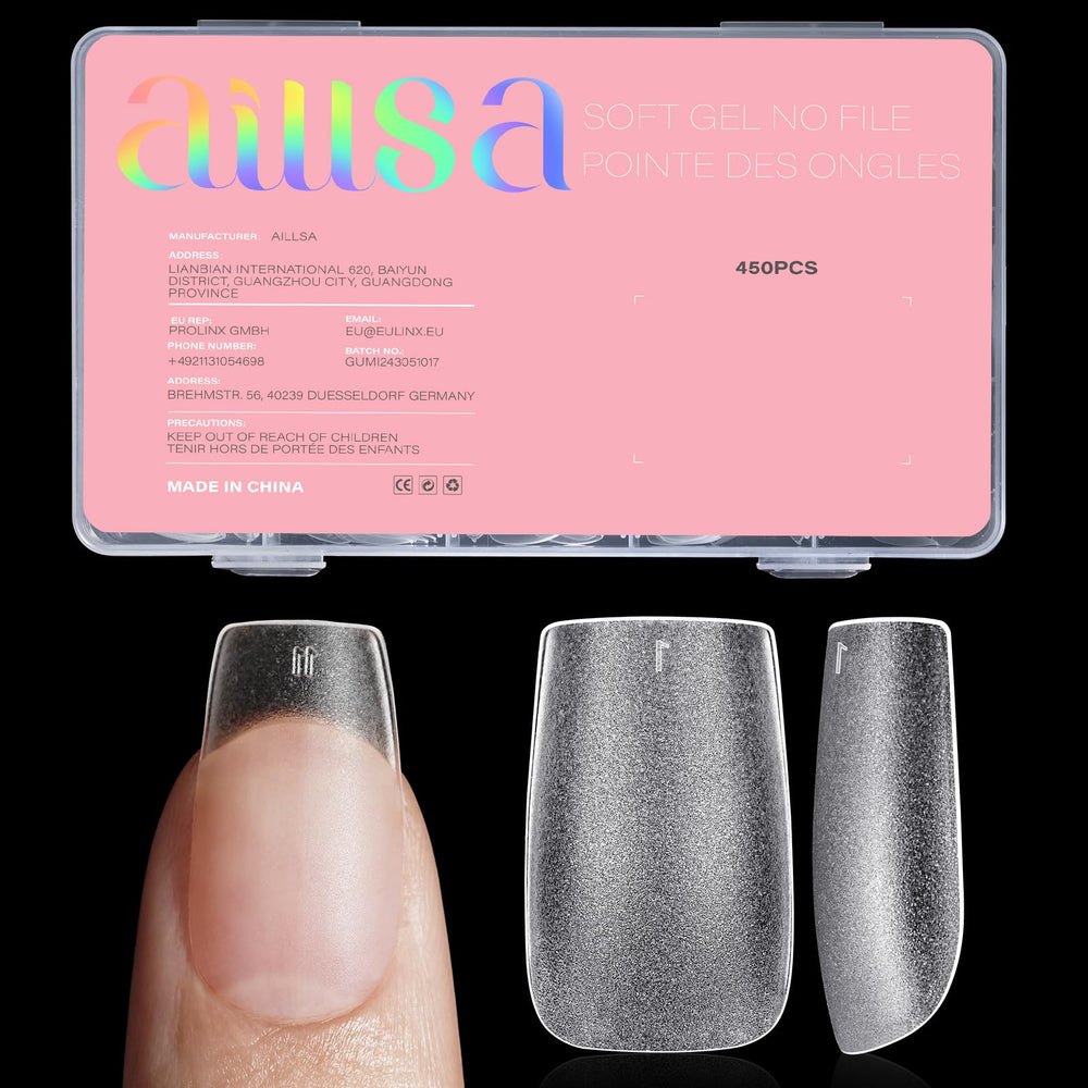 AILLSA short square nail tips 450pcs pack for at-home use