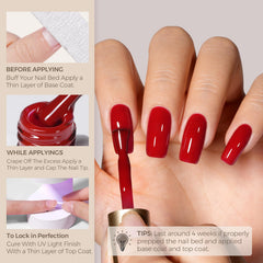 AILLSA cherry red gel on nails with a glossy long-lasting finish