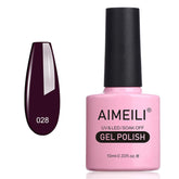 AIMEILI Burgundy Plum gel nail polish bottle showing rich color.