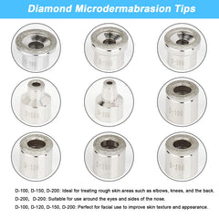 AIMENGXI diamond tip set close-up showing versatile tips for targeted treatments.