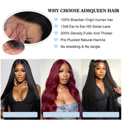 Aimqueen pre-plucked natural hairline for easy styling and realistic edges.