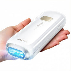 AIMTER laser hair removal device with sapphire cooling for gentler at‑home sessions.