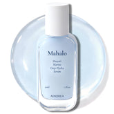 AINOHEA Mahalo serum bottle pump showcases cooling hydration for sensitive skin.