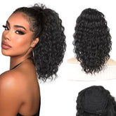 AISI BEAUTY black ponytail closeup shows fluffy curls and natural texture.