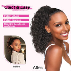 AISI BEAUTY curly ponytail clip-in usage demonstrates secure attachment and comfortable wear.