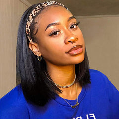 AISI Bob Headband Wig front view shows natural hairline and effortless style.