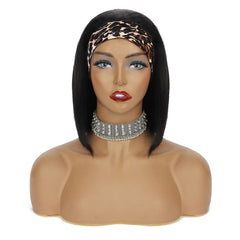 AISI Headband Bob Wig 8inch side view demonstrates secure, comfortable fit