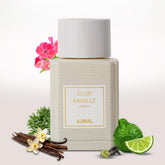 Ajmal Cuir Vanille bottle front showcases bold leather and vanilla for a lasting masculine presence.