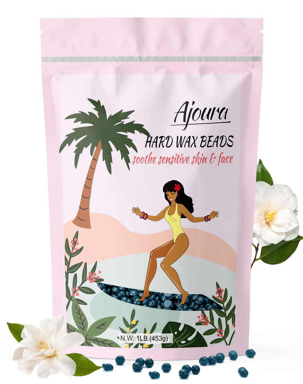 Ajoura Jasmine hard wax beads being poured for quick, skin-friendly setup