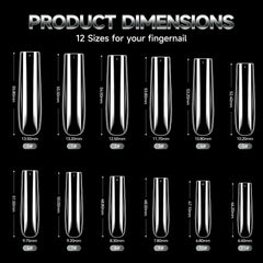 AKA Unicorn 12 sizes pre-shaped square nail tips for quick accurate fit