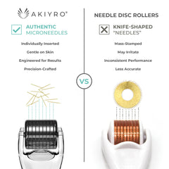 AKIYRO Derma Roller 192 needles closeup shows gold plated precision.