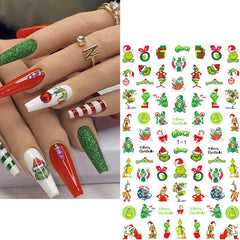 AKLHDSK 3D nail decals with Christmas tree design for dazzling nails.