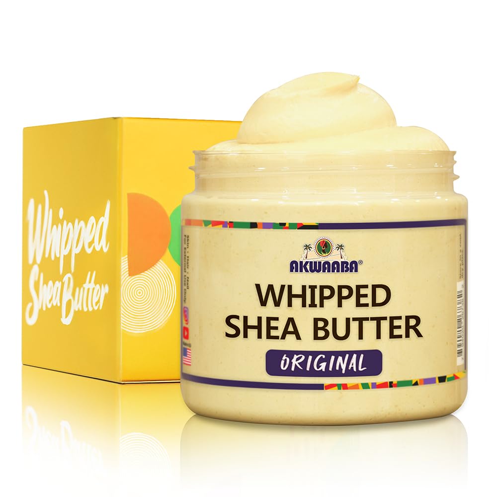 AKWAABA Whipped Shea Butter fragrance-free jar for smooth, non-greasy hydration.