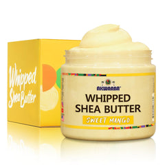 AKWAABA whipped shea butter sweet mango jar delivers deep hydration.